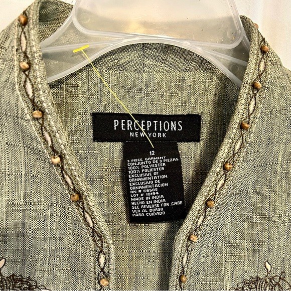 Womens Sage Green Embroidered Blazer Jacket Size 12 - Picture 4 of 7